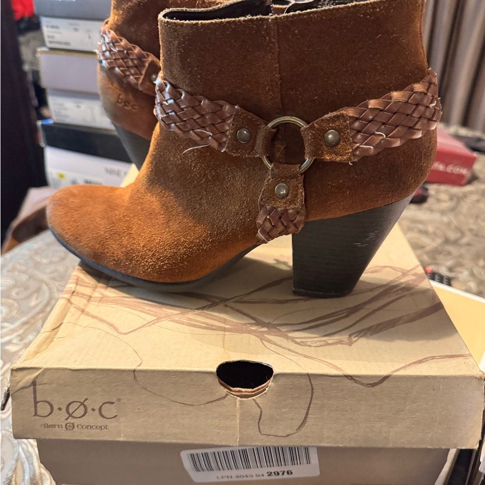 b.o.c. Women's Brown Ankle Booties with Braided Strap
